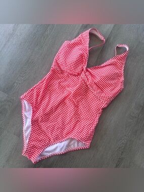 Draper James Swim Suit One Piece Gingham Women’s Large Red Summer Vacation